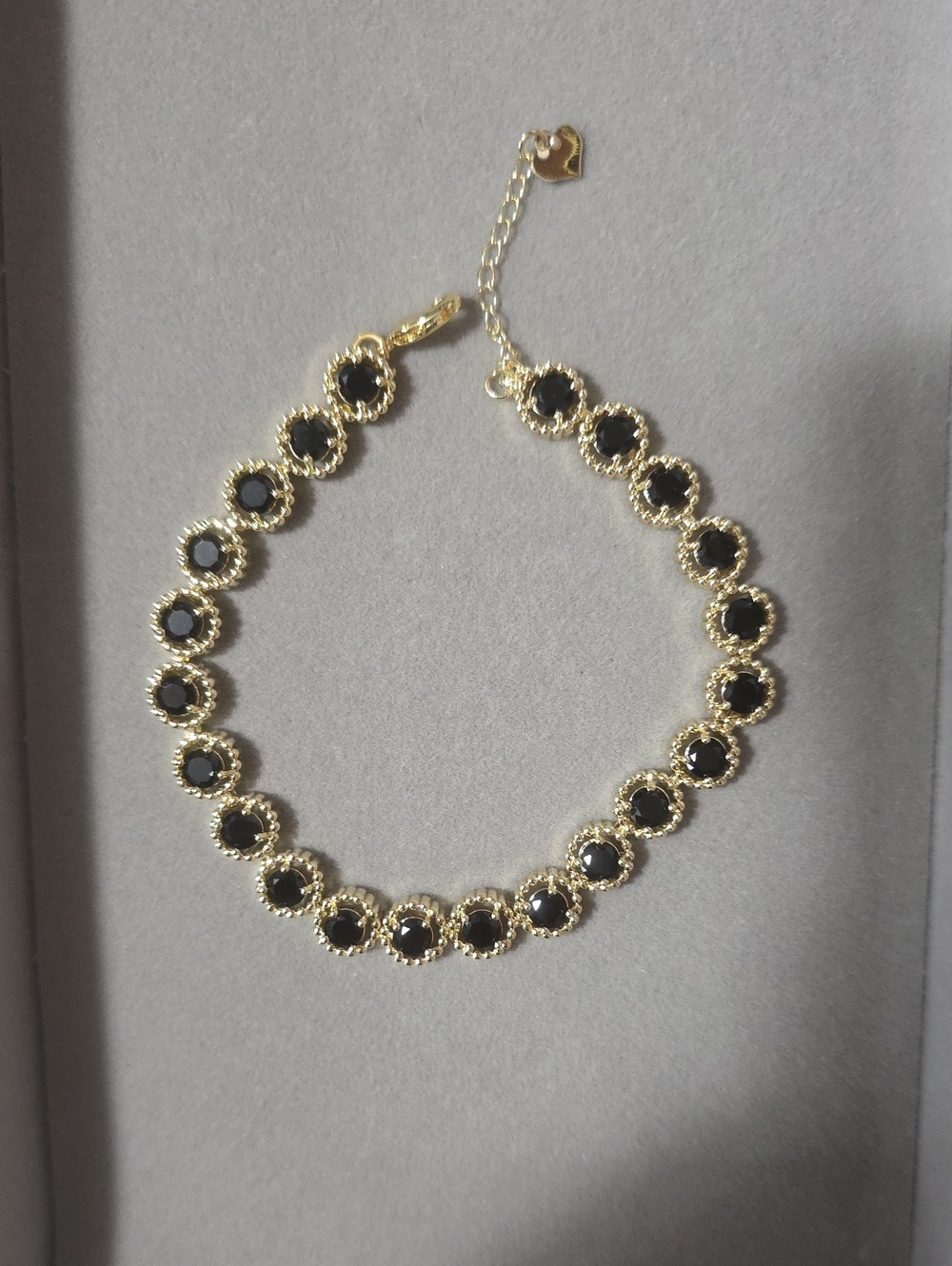 Gold-tone Black Crystal Link Bracelet